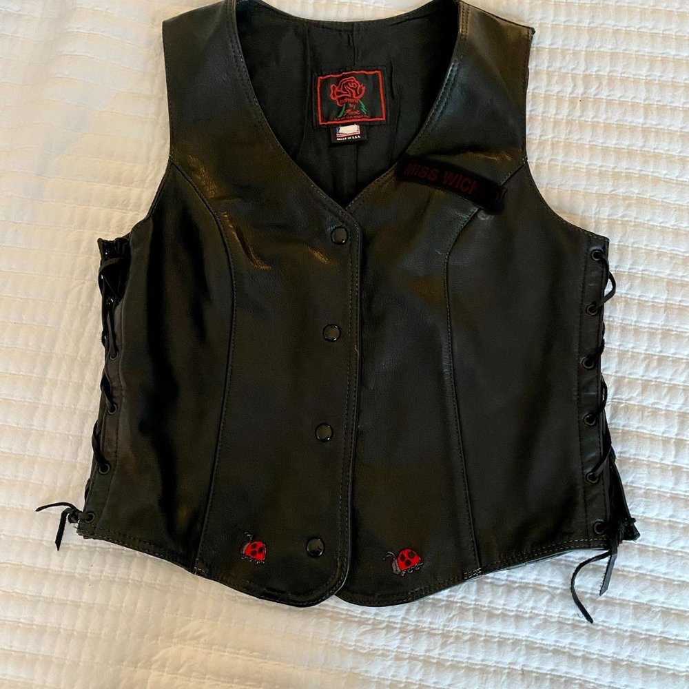 Womens Leather Biker Vest Size L